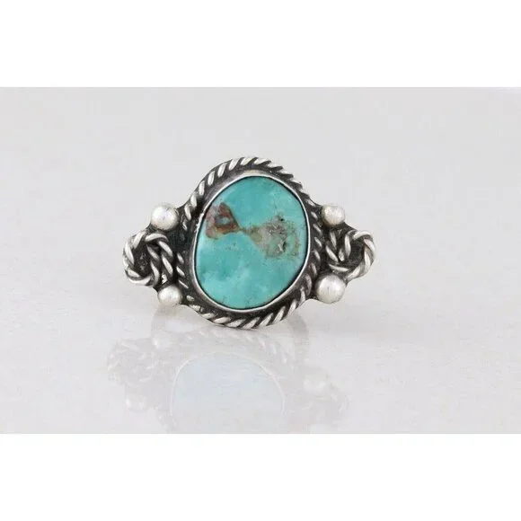 Sterling Silver Turquoise Ring Size 5 3/4 - Picture 6 of 8